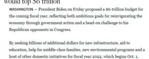 拜登再疯狂“撒钱”6万亿美元？ “现实可能很骨感”